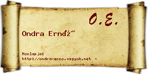 Ondra Ernő névjegykártya